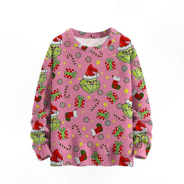 Sjov 3D julesweater til kvinder, strikket langærmet pullover til vinterferien, grim jule top 8 S