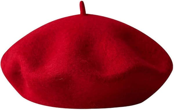 Barn flickor fransk basker hatt konstnär hatt enfärgad varm mössa vinter höst Red
