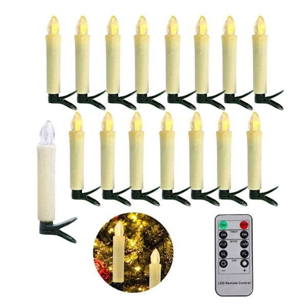 20 stk LED-juletrelys med avtakbare fjernkontrollklips, multifunksjonell LED-elektronisk styring, dryppende effekt