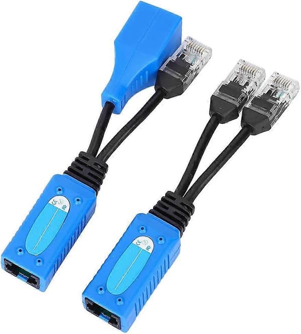 2 stk Splitter RJ45 Kombiner POE-adapter, Multifunksjonell bred kompatibilitet Koblinger Strømkabelsett