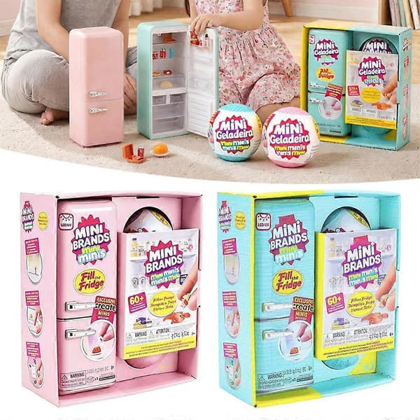 Mini Brands Fyll Kylskåpet Lekset Med 2-pack Kapsel Läcker Mat Mystisk Blindlåda Leksak Samlarprydnader Barnpresenter Blue