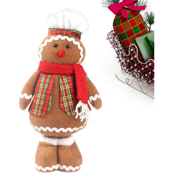 Stuffed Gingerbread Man - Gingerbread Man Plush, Retractable Gingerbread Christmas Decor Cute Long Legged Plush Ornaments, Stuffed Gingerbread