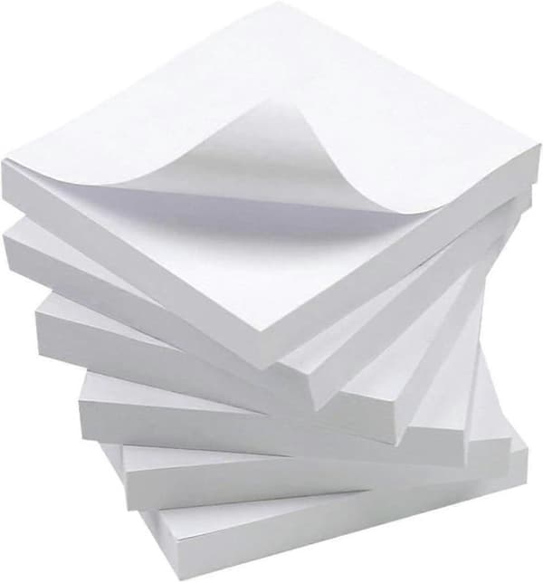 Hvide sticky notes, 6 blokke, 3 x 3 tommer, 100 ark/blok, selvklæbende notesblokke