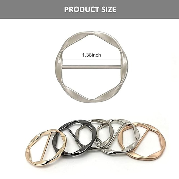 5 st Silkeshalsduksringklämma T-shirt Slipsklämmor för Kvinnor Mode Metall Rund Cirkel Klämma Spänne Kläder Ring Wrap Hållare