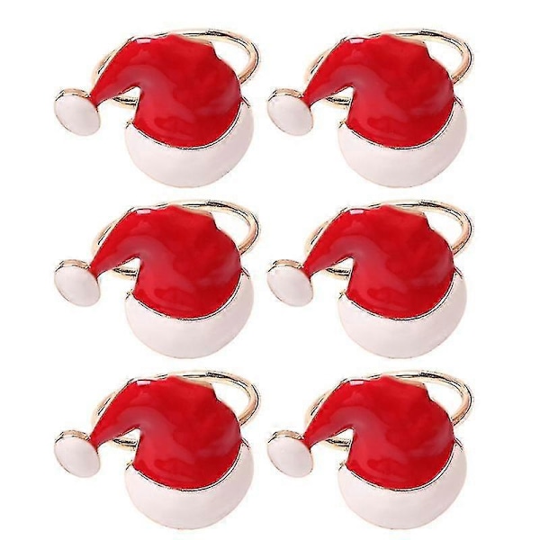 Napkin Rings Set Of 6 Xmas Hat Napkin Serviette Buckle Holder For Christmas Thanksgiving Day Wedding Birthday Party