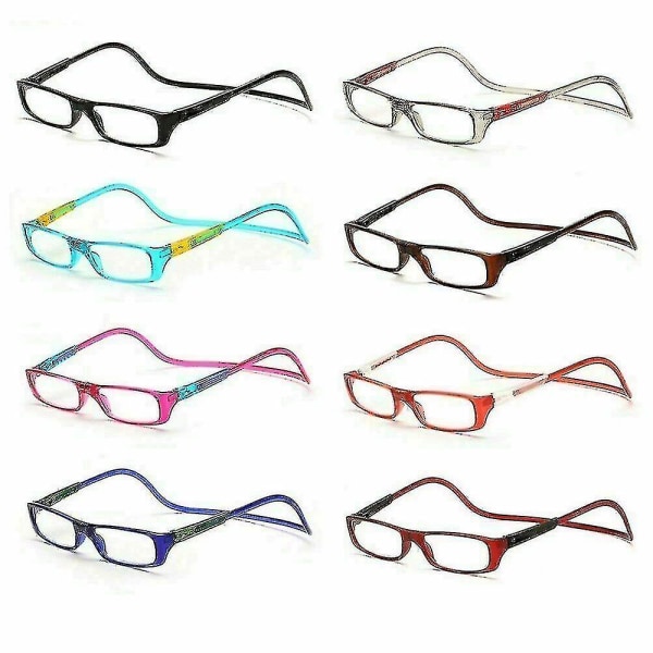 Sammenklappelige magnetiske læsebriller med kliklås foran på halsen Dark Red 200
