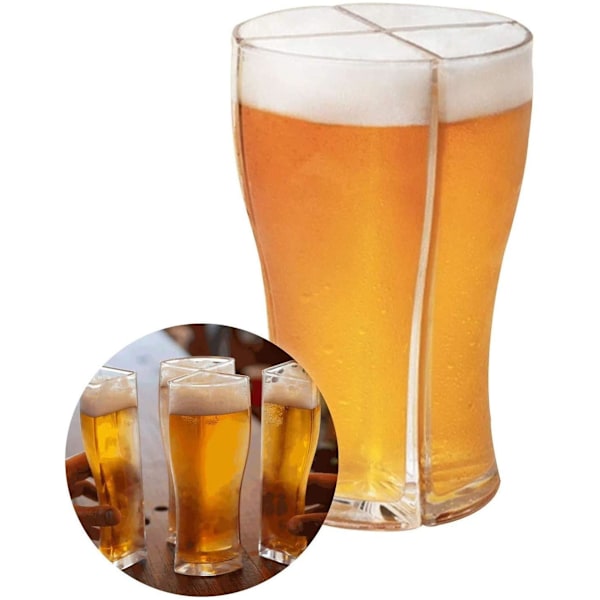 4 i 1 Ølglass Muggsett Super Schooner Kopp Separat 4 Deler Ølglass Stein Party Mugg