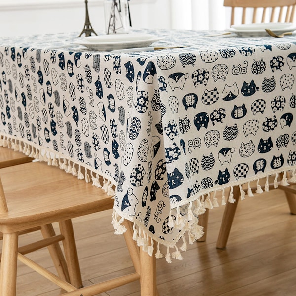 Tygbomull och linne liten fräsch rutig soffbord matbord studentrums skrivbordsunderlägg 60X120cm