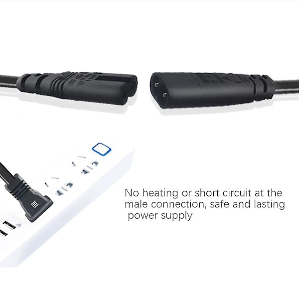 Iec320 C8 til 2x C7 Y-splittet AC-strømkabel, Iec figur 8 hann til 2 hunn 1 inn 2 ut AC-strømkabel