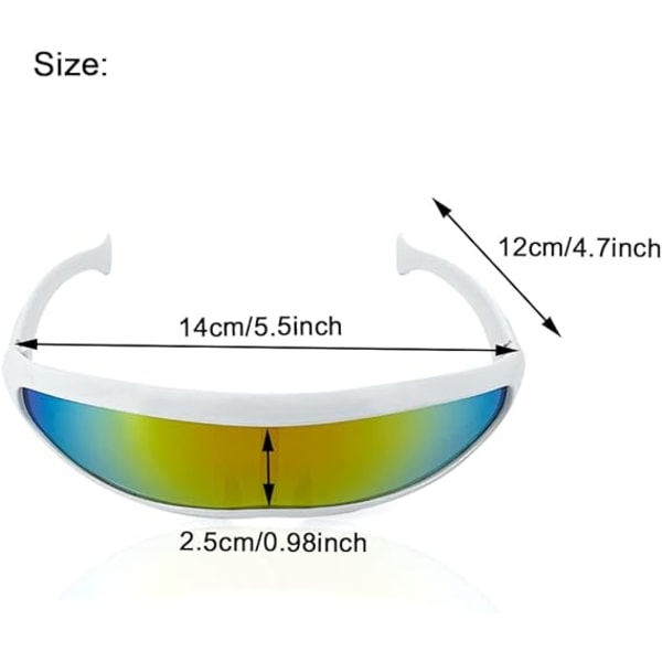Futuristisen aurinkolasit, kapeat värilliset peililasit, uutuuslasit juhliin, cosplayhin, robottiavaruuspukuun, keltainen