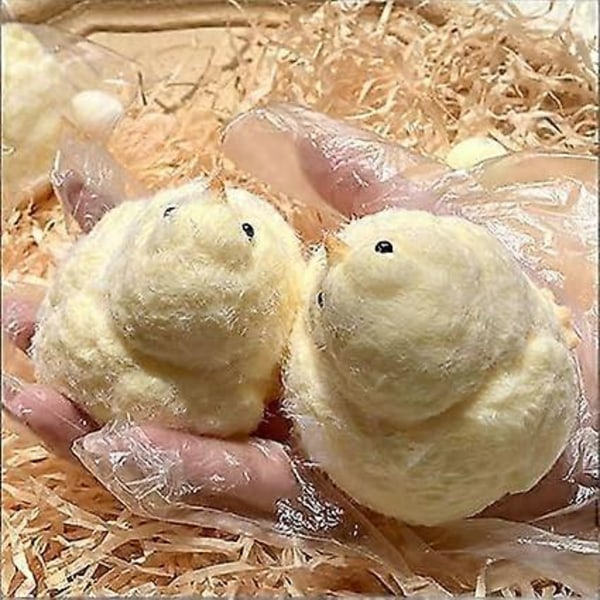 Kylling Squishy Leke, Håndlaget Taba Squishy Leke, Ultra Myk Kyllingformet Klemmeleke, Fluffy Kyllingformet Sansestimulerende Leke, Squishy Leke for å Lindre S 3pcs