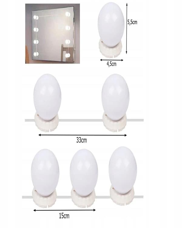 10 st LED Makeup Mirror Lights Vanity - Attaches Around Mirror