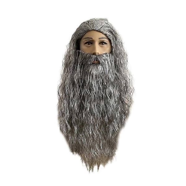 Hobbit Sagan om ringen Gandalf Cosplay Resistent Syntetisk Hårperuk Skägg