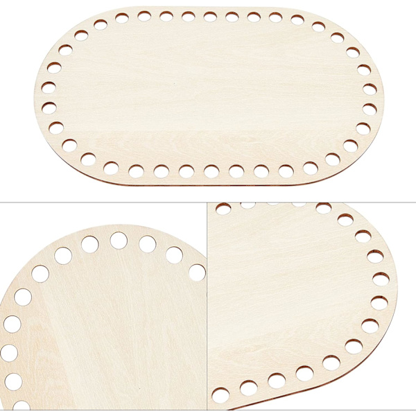 7 størrelser Naturlig Tre Kurvbunn, Oval Hvit Solid Heklet Ba