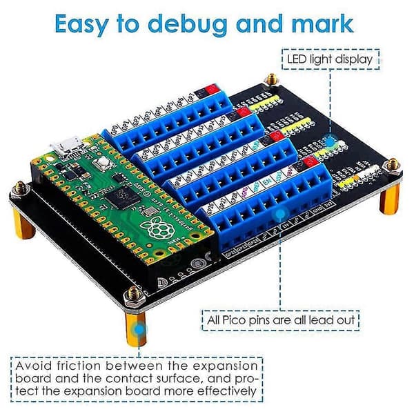 Skrueterminal-udvidelseskort, Skrueterminalblok Breakout-modulkort med LED til Pico