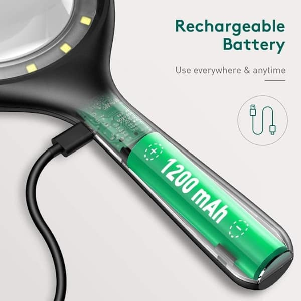 Reading Magnifier, 60X 30X 33LED Magnifying Glass with Light, USB Rechargeable LED Magnifier, 3 Light Modes, Illuminated Magnifier for