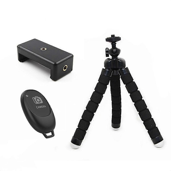 Flexibelt Svampbläckfisk Mini Stativ för iPhone Kamerastativ Telefonhållare Clip Stativ med Bluetooth Fjärrkontroll
