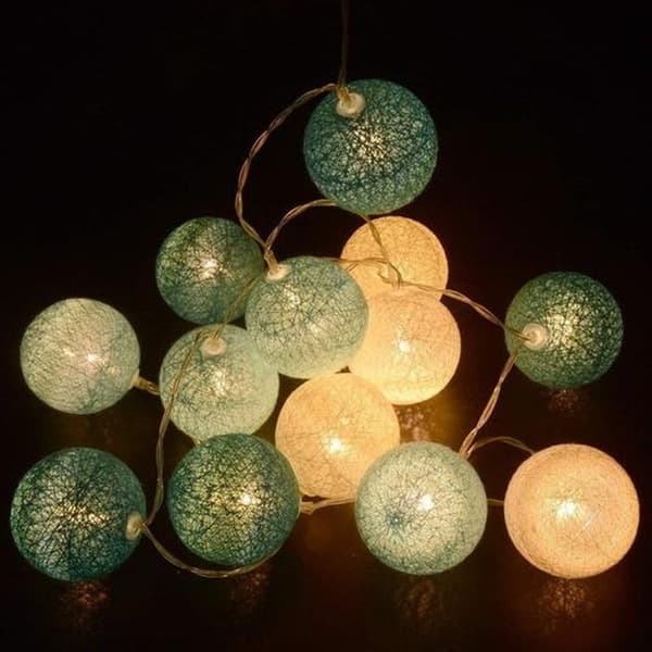 Bomullsboll-lysslynger - 3M 20 LED Boll-lysslynger Grønn