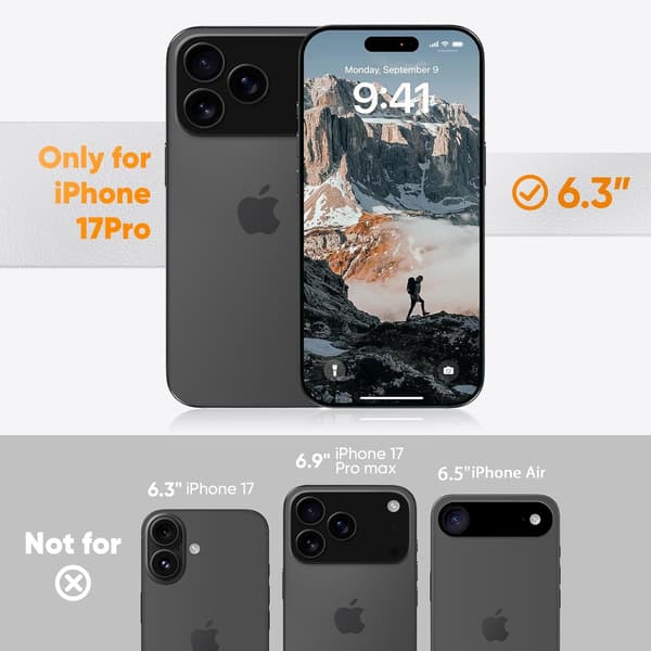 3-in-1 for iPhone 17 Pro Case Premium Liquid Silicone, with 2X HD Screen Protectors, Black