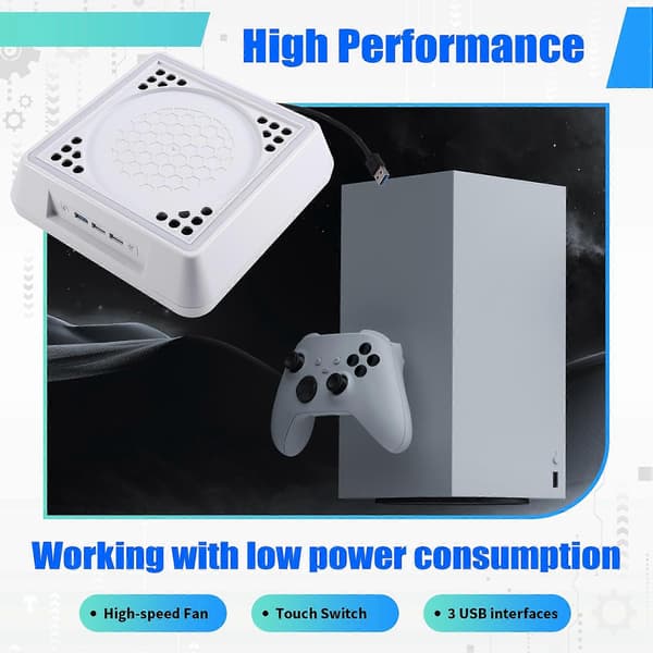 Spillkonsoll kjølebase for Xbox Series X spilltilbehør med innebygd LED-lys