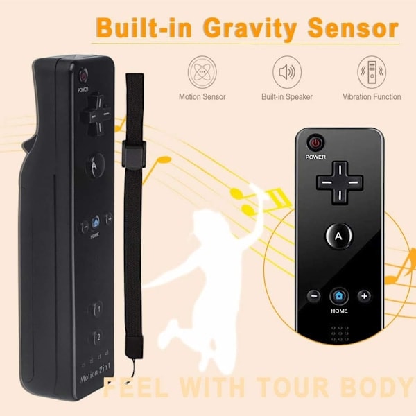 2 stk 2-i-1 fjernkontroll for Wii med Motion Plus og Nunchuck