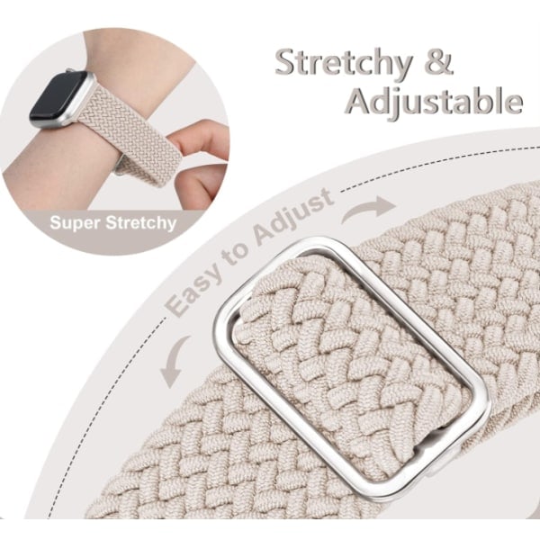 5-pakning flettede, elastiske, justerbare remmer kompatible med Apple Watch