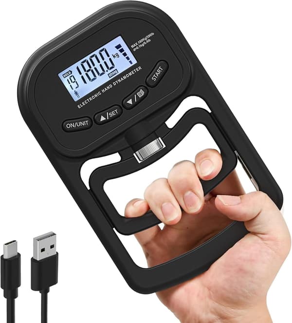 396lbs / 180kg Grip Strength Tester, Genopladelig Elektronisk Hånddynamometer, Digital Grip Strength Trainer med LCD-display