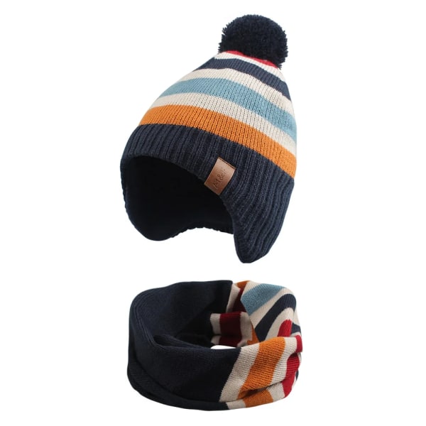 Baby Knitted Hat Scarf Set Pompom Kids Beanie For Children's Bonnet Caps Girls Boys Toddlers Thicken Headgear Collar