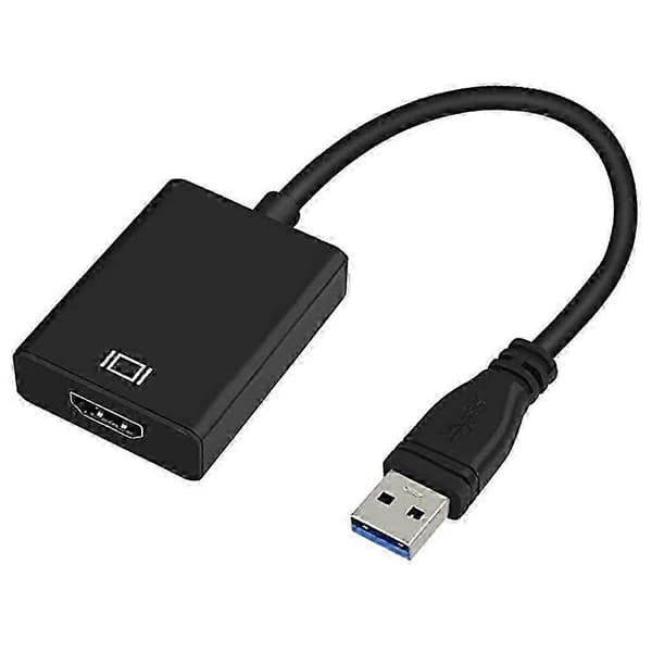 USB 3.0/2.0 til HDMI-kompatibel konverteradapter, 1080P opløsning, til Windows bærbare computere ekstern skærm Black