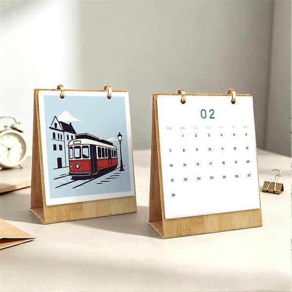 2027 Måla efter nummer Bordskalender, DIY Handmålad Skrivbordsdekoration, Kalenderkonstkit som inte viker sig, Speciell Julklapp för Vuxna B