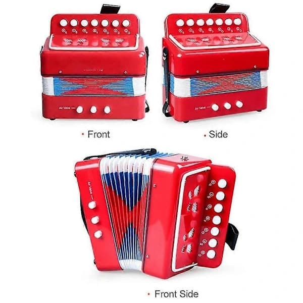 Harmonika Instrument — 7 Tangenter, 2 Bas Knapper — Kompakt Harmonika — Pædagogisk Instrument — Jul.