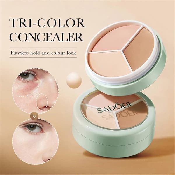 Konstnärlig Trefärgad Concealerpalett, Vattentät Trefärgad Foundation Täcker Heltäckande Ansiktsconcealer Makeup Highlight Contour Palett 1PCS