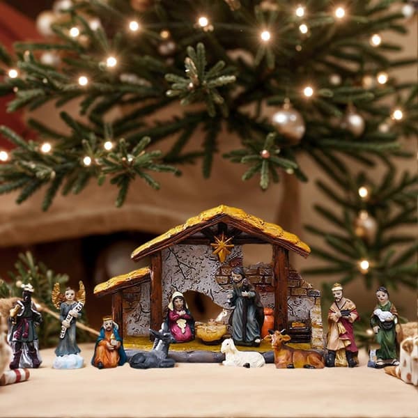Julkrubba i harts, julkrubba, kristna religiösa figurer, staty för dekoration A