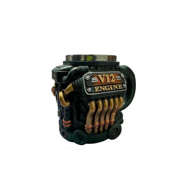 V12 Motor Harts med innerfoder 304 och mekanisk motorvattenmugg, frukostkopp