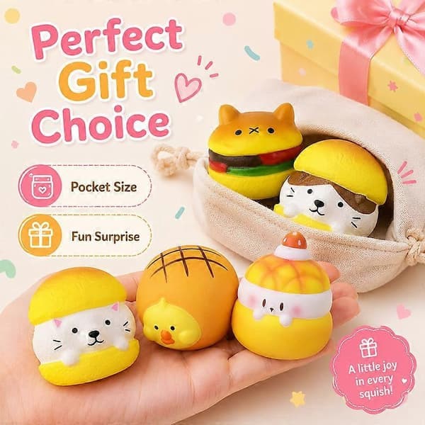 Vattenfyllda mat-squishy-leksaker, Kawaii djur långsamt stigande klämleksaker, Blind Box stresslindrande festpresenter E 1pcs