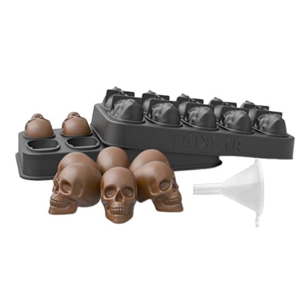 Halloween 3D Dödskalle Silikonform, Flexibel Isbitsform För Cocktail Whiskey Dessert