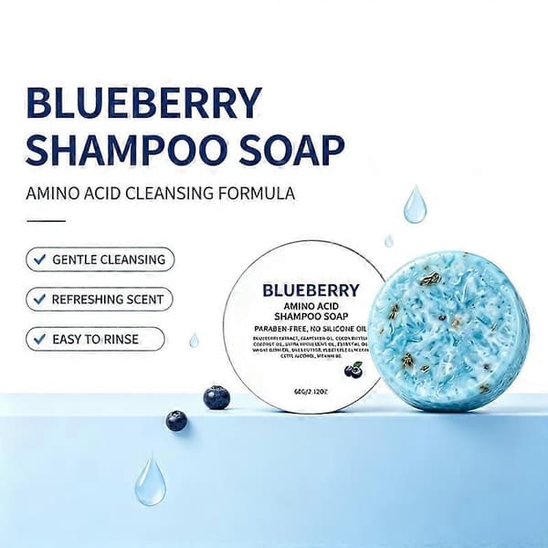Blåbærduft Fast Shampoo Sæbe, Sikker Parabenfri, Understøtter Fluffy Rod Og Silkebløde Strå, 1/2/4 Stk. 1pcs