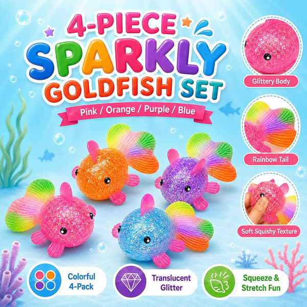 4-pack guldfisk squishy fidgetleksaker, stresslindrande squishies klämleksaker