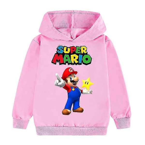Super Mario tegneserie-print hettegenser for mellomstore og eldre barn B982 Light Blue 8 170cm