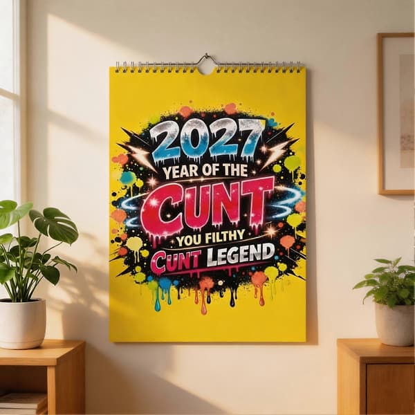 Fräck Graffitihumorkalender 12 Månader Med Fräcka Designer för Vuxna 2pcs
