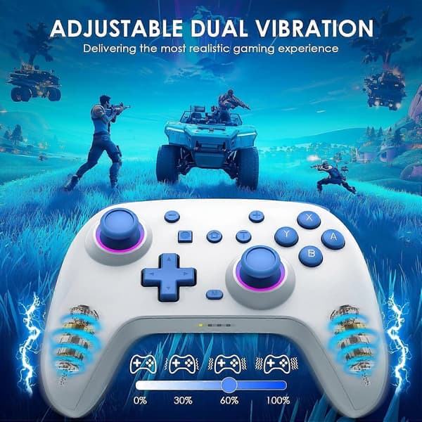 Trådlös spelkontroll med 6-axlig gyrorörelsesensor, dubbel vibration, RGB LED, ergonomisk för PC Android iOS ASN-Matcha Green