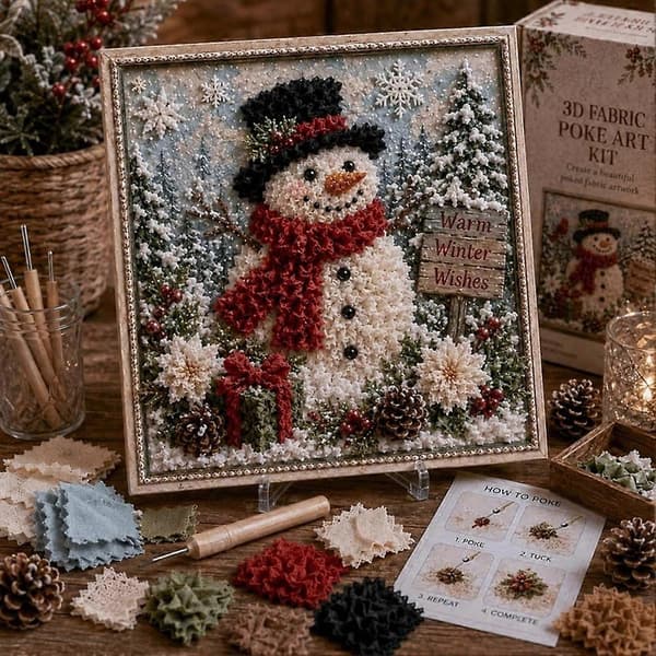 Punch needle julpynt DIY Avkopplande hobby för att lindra julstress. Festlig väggdekoration för hemmet E