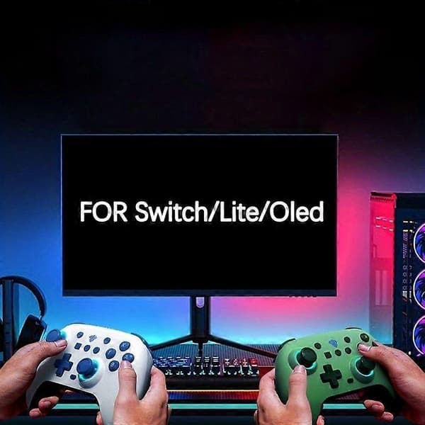 Trådløs spilcontroller med 6-akset gyroskop-bevægelsessensor, dobbelt vibration, RGB LED, ergonomisk til PC, Android og iOS ASN-Matcha Green