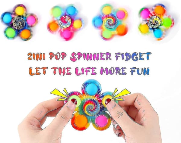 Pop Fidget Spinner Leksaker 4-pack, Partyfavor Pop Fidget Leksak Bulkpack, Pop Bubble Sensoriska Leksaker Set För Barn, Enkla Pop Fidget Spinners Adhd Stresslindring