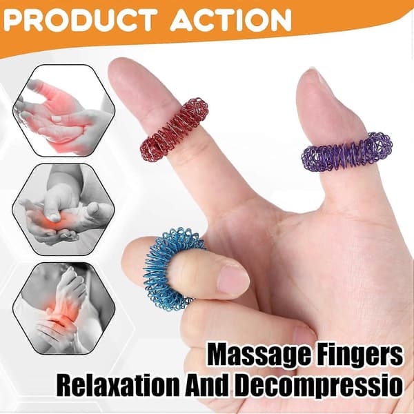 Spikiga sensoriska ringar, 10 st Fidget-ringar Stressavlastningsleksaker Set Akupressurringar Spikiga sensoriska fingerringar för ångest Stressavlastning Fidget Sensor