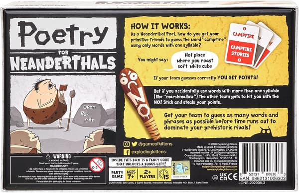 Exploding Kittens Poetry for Neanderthals, 2-6 spelare, 7+ år ordspel