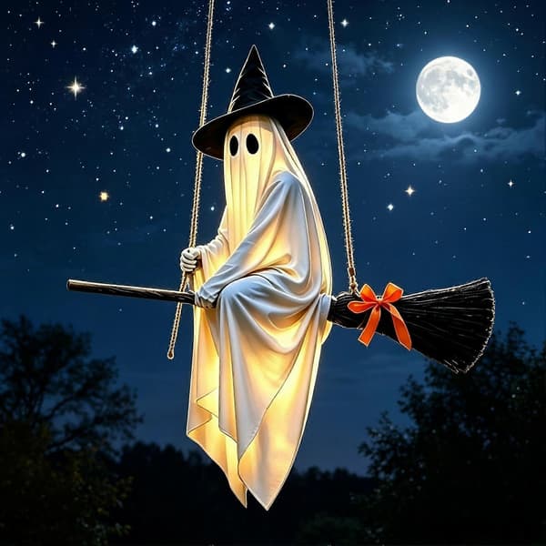 Fjärrstyrd lysande gungande spöke Halloween-dekor för uteplats, veranda, spökhuslayout
