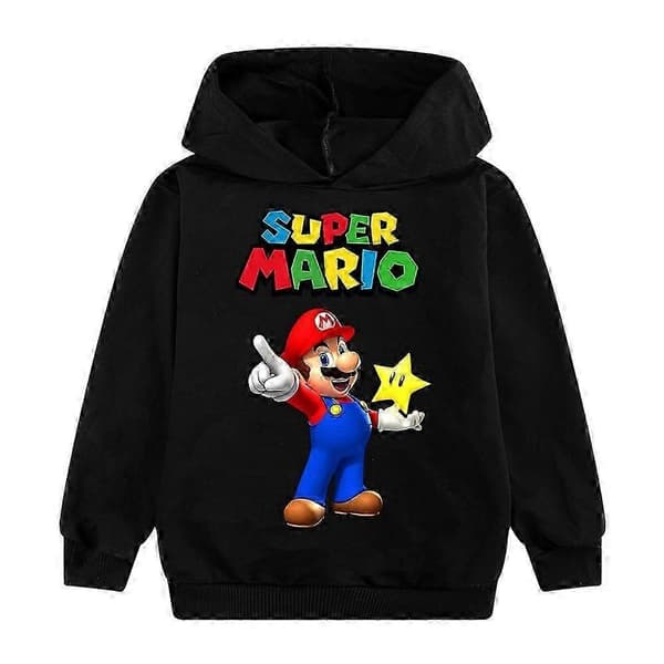 Super Mario tegneserie-print hettegenser for mellomstore og eldre barn B982 navy blue 4 140cm