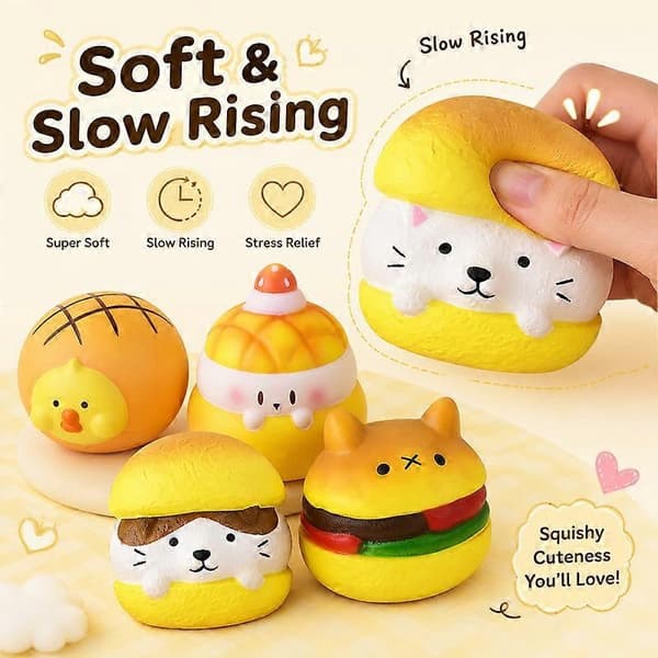 Vattenfyllda mat-squishy-leksaker, Kawaii djur långsamt stigande klämleksaker, Blind Box stresslindrande festpresenter E 1pcs