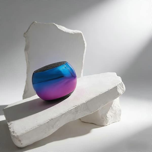 Trådlös stationär minihögtalare, blå lila gradient bärbar Bluetooth-högtalare med dynamiska ljudvågsljuseffekter (Multi Color)
